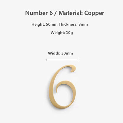 Nordic Retro Brass Address Numbers - Antique Copper House Number Signs - Bascora