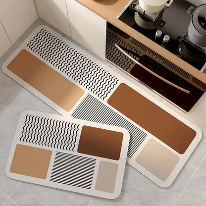 Nordic Kitchen Carpet - Washable Absorbent Bathroom Mat - Bascora