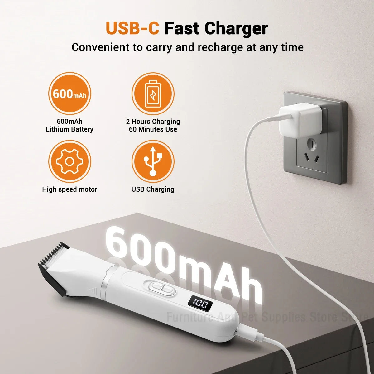 Tondeuse professionnelle pour animaux de compagnie - Kit électrique 4 en 1