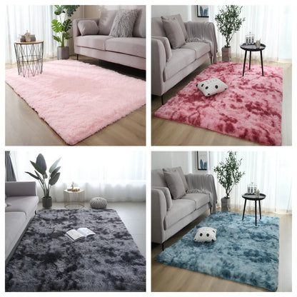 Tie-Dye Fluffy Carpets - Warm Plush Floor Mats for Kids - Bascora