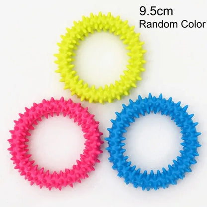 Small Dog Rubber Chew Toys - Bite Resistant Training & Teeth Cleaning - Bascora