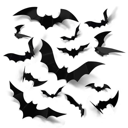 Halloween Bats Decorations - 3D PVC Wall Stickers - Bascora