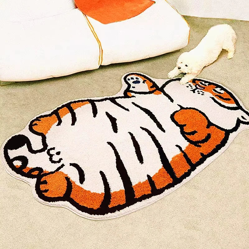 Cute Fat Tiger Floor Mat - Cashmere-Style Area Rug