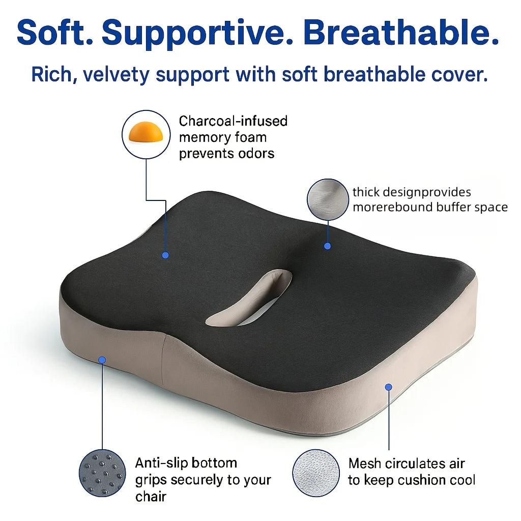 Memory Foam Seat Cushion - 3D Ergonomic Support for Car & Office