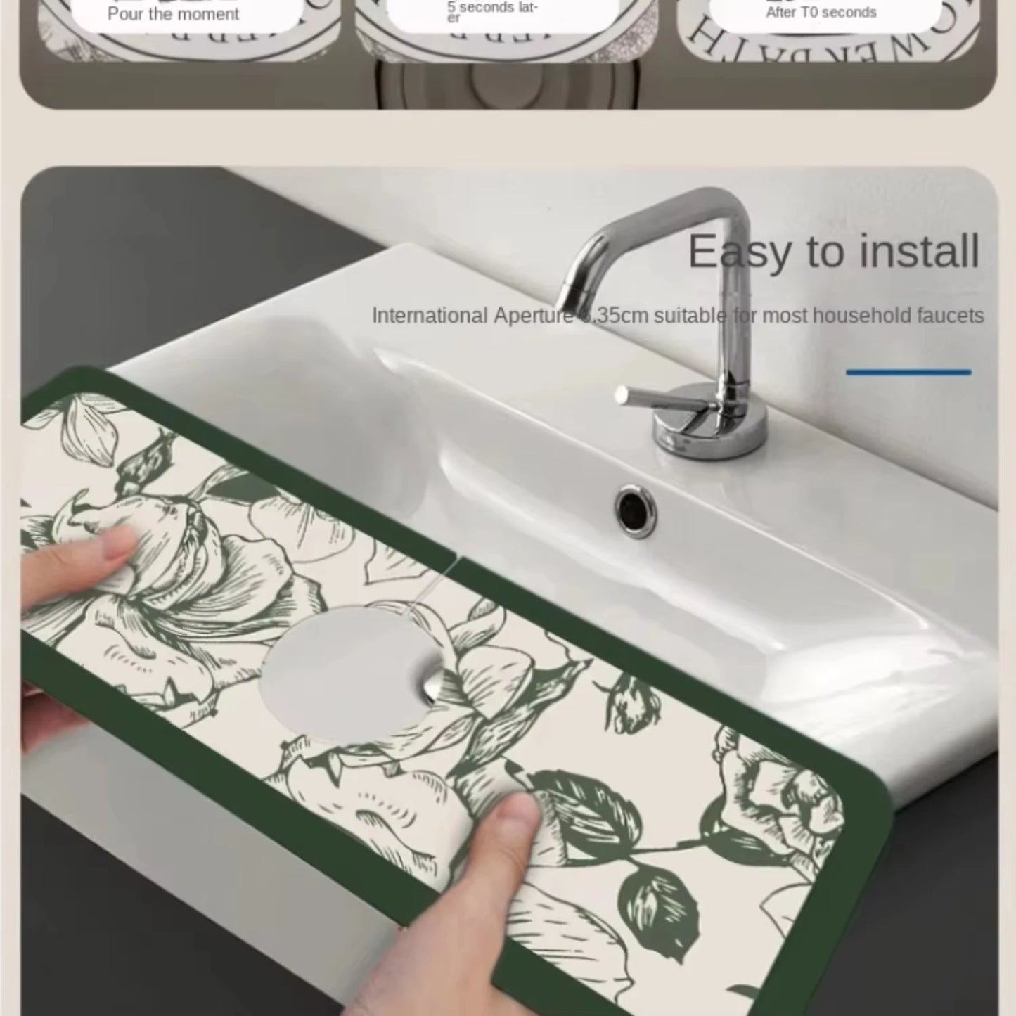 Sink Faucet Mat - Quick-Dry Absorbent Kitchen Drain Mat