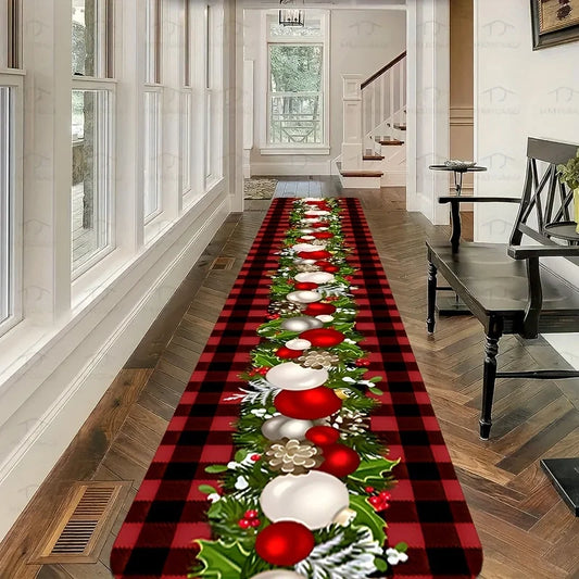 Christmas Ring Runner Mat - Rustic Farmhouse Decorative Rug
