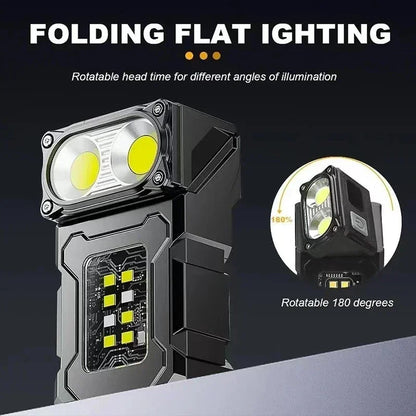 Mini USB Rechargeable LED Flashlight - Magnetic Camping Lantern with COB Light