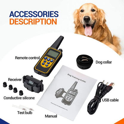 Electric Dog Training Collar - Waterproof Remote Control with Rechargeable Battery - Bascora