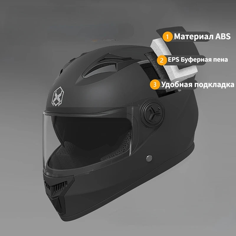 Casco integral de moto de competición con doble visera