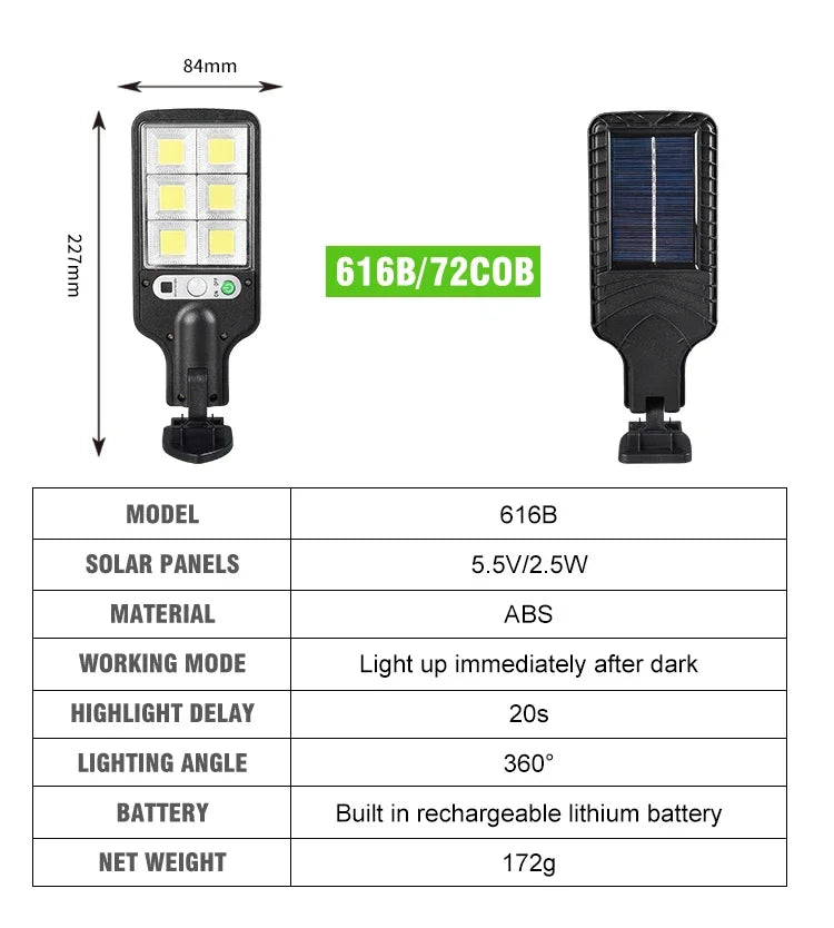LED Solar Outdoor Remote Control Wall Lamp