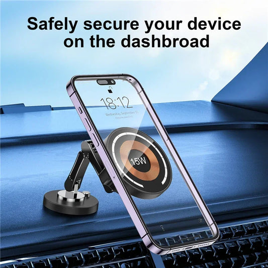 Magnetic Car Wireless Charger Stand - iPhone 15/14/13/12 Mount
