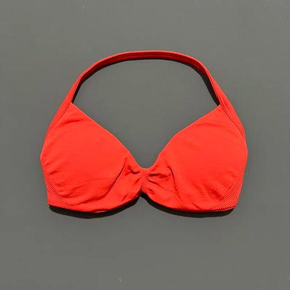 Impact Strappy Sports Bra - High Support Halter Workout Top - Bascora
