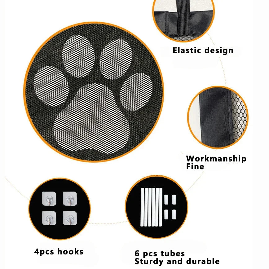 Dog Gate for Stairs - Indoor Pet Safety Barrier with 4 Hooks
