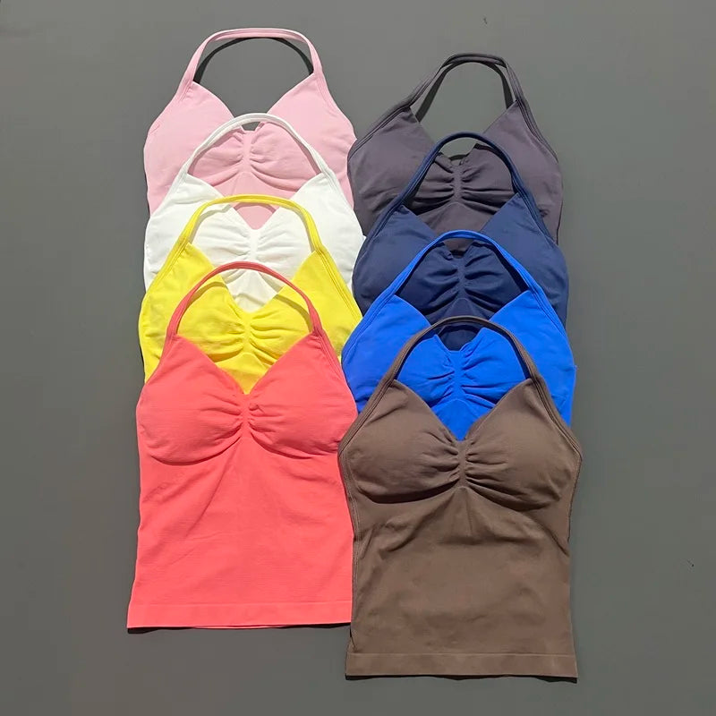 Impact Longline Strappy Sports Bra - Open Back Yoga Tank Top