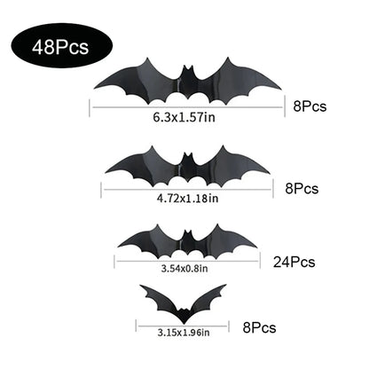 Halloween Bats Decorations - 3D PVC Wall Stickers - Bascora