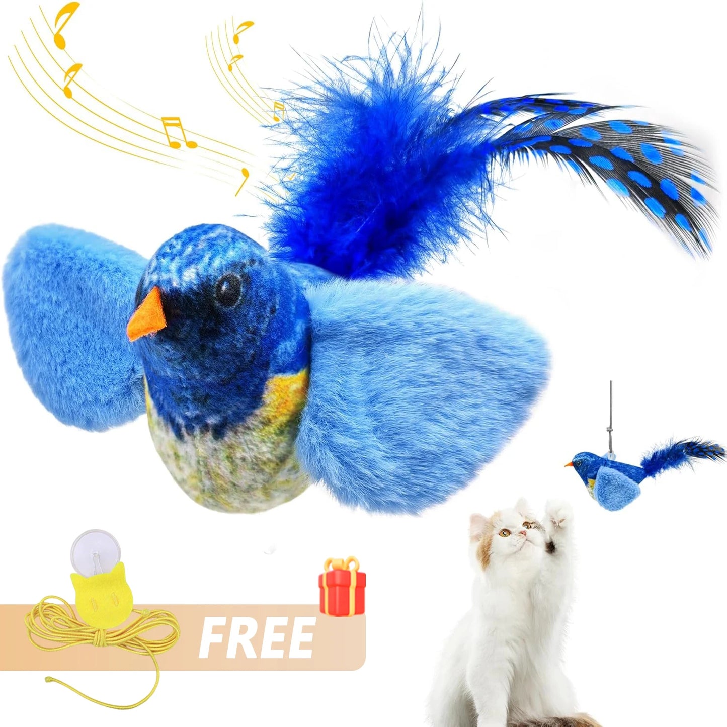 Interactive Cat Toy - Wall Hanging Birds Teaser with Catnip
