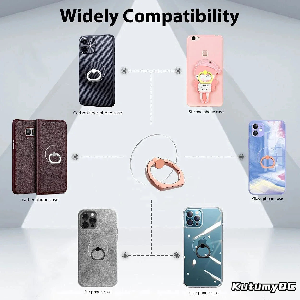 Soporte de anillo para teléfono móvil con rotación de 360 grados, transparente