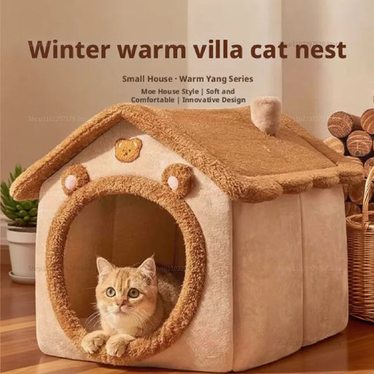 Foldable Washable Pet House - Soft Cave Bed for Small Dogs & Cats