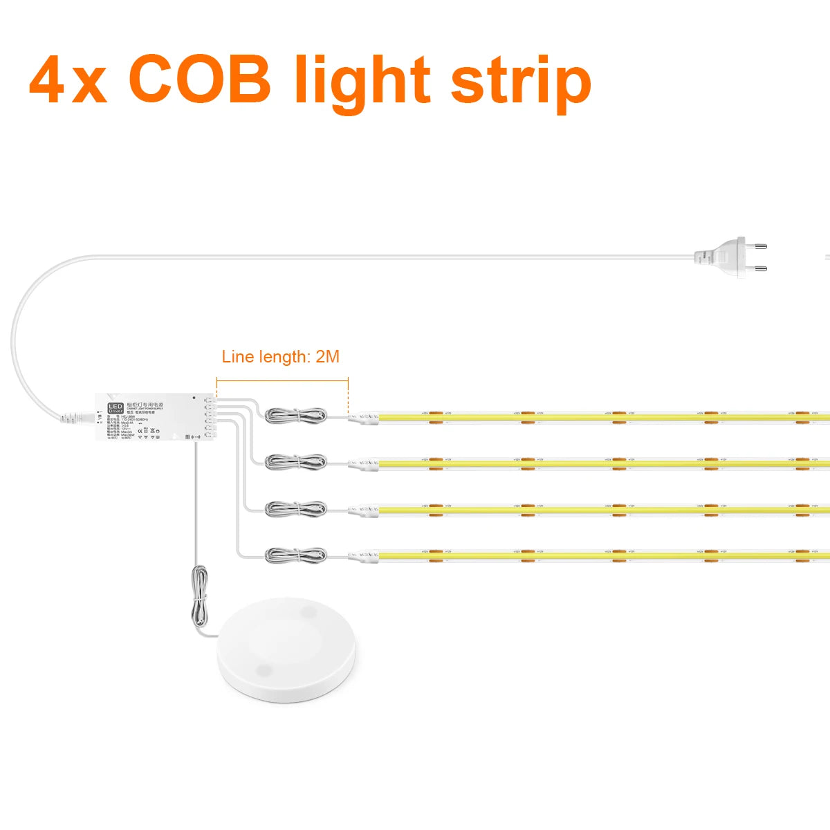 Under Cabinet COB LED Strip - Dimmable Touch Sensor Light