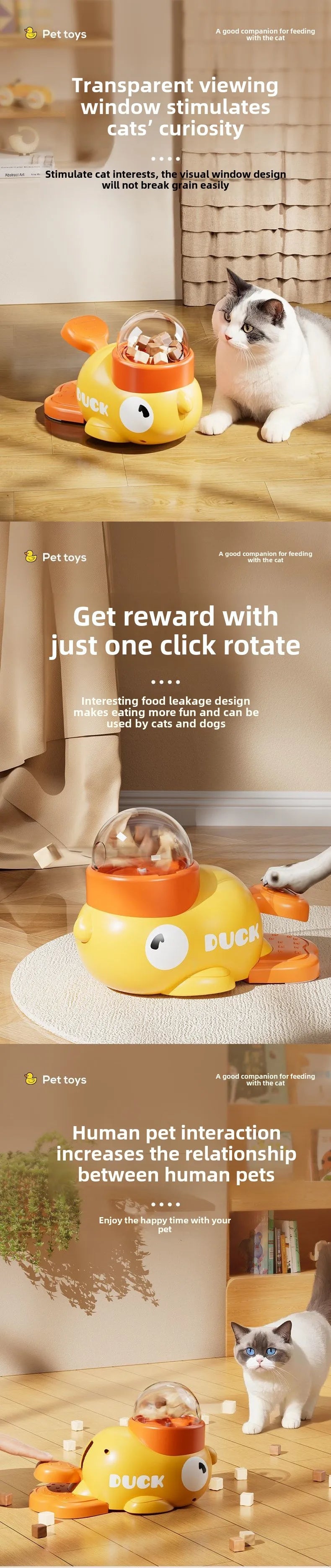 Pet Snack Feeder - Cartoon Duck Design Training Dispenser