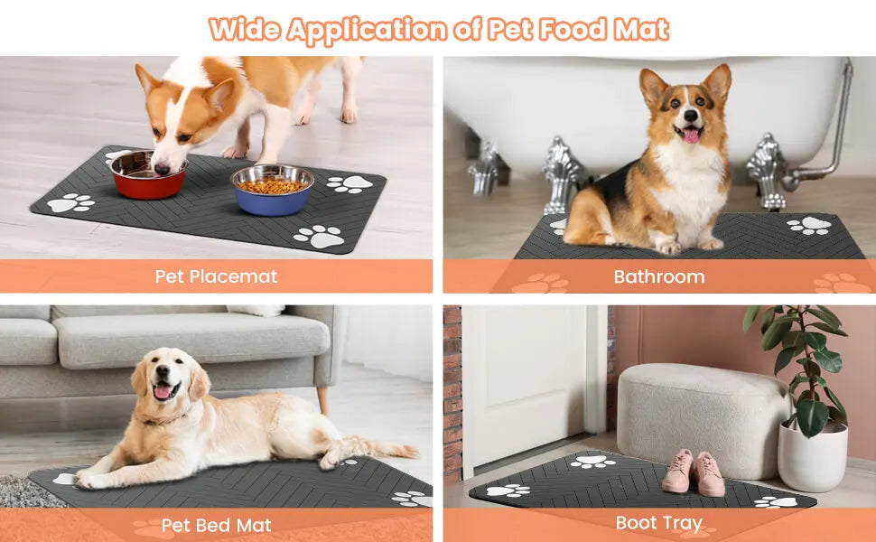 Tapis d'alimentation pour animaux de compagnie - Set de table absorbant et imperméable pour gamelles de nourriture et d'eau