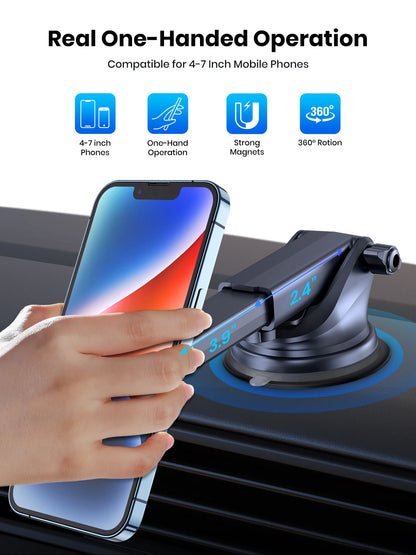 Car Phone Holder - Magnetic Phone Car Mount for Dashboard or Windscreen - Bascora
