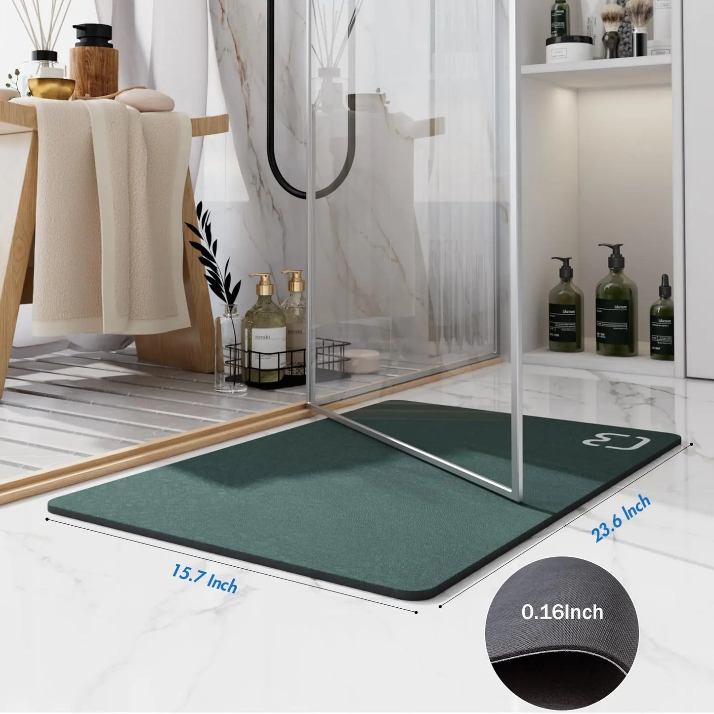 Premium Diatomite Stone Bath Mat - 3.5MM Thick Super Absorbent