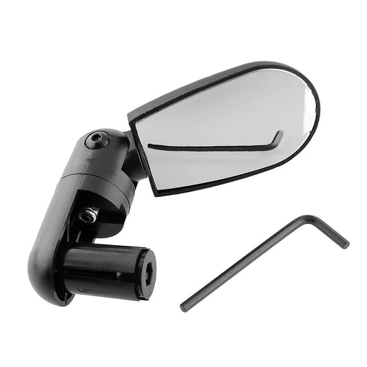 Motorcycle mirror with mounting bracket and Allen key on a white background