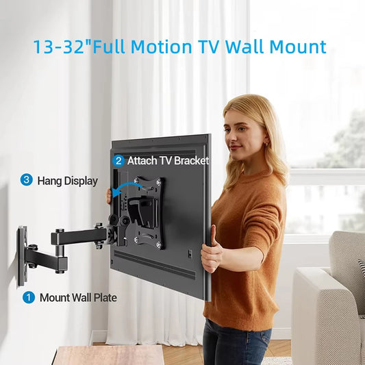 Full Motion TV Wall Mount - Articulating Bracket 10-32 Inch