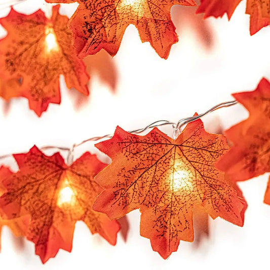Halloween LED Maple Leaf Lights - Artificial Lantern Garland