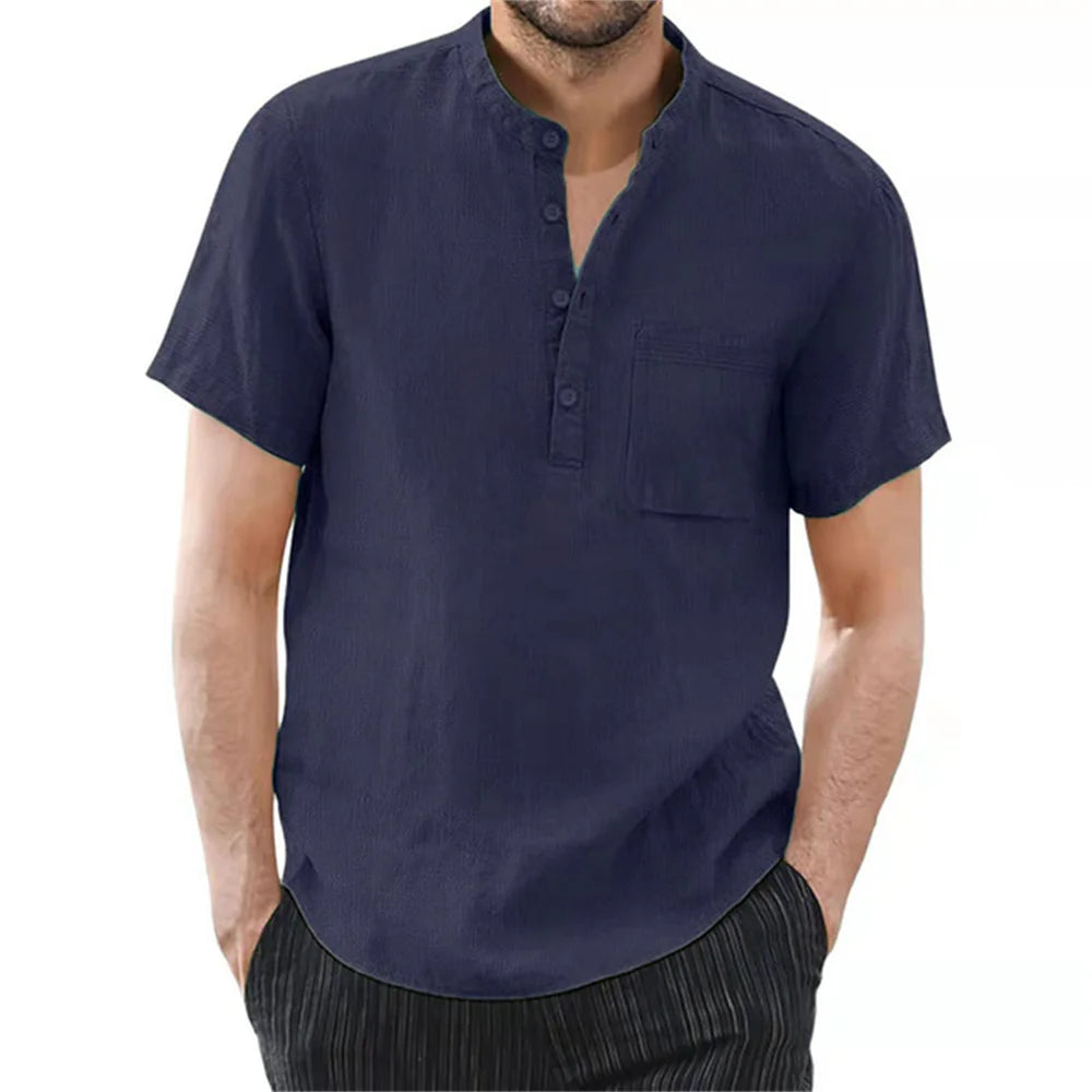 Men's Cotton Linen T-Shirt - Breathable Summer Casual Wear