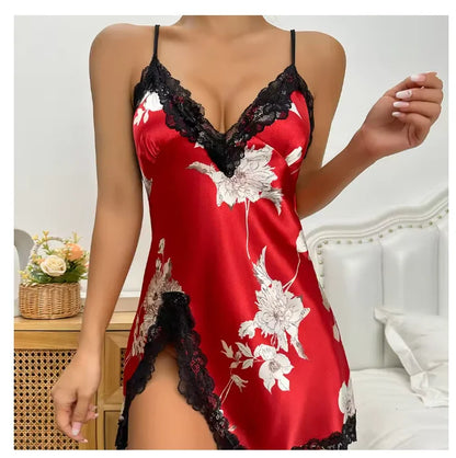 Ice Silk Slip Dress - Summer Breathable Nightgown - Bascora