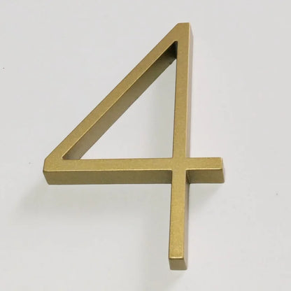 5 Inch Golden Floating Modern House Numbers - Premium Gold Address Signs - Bascora