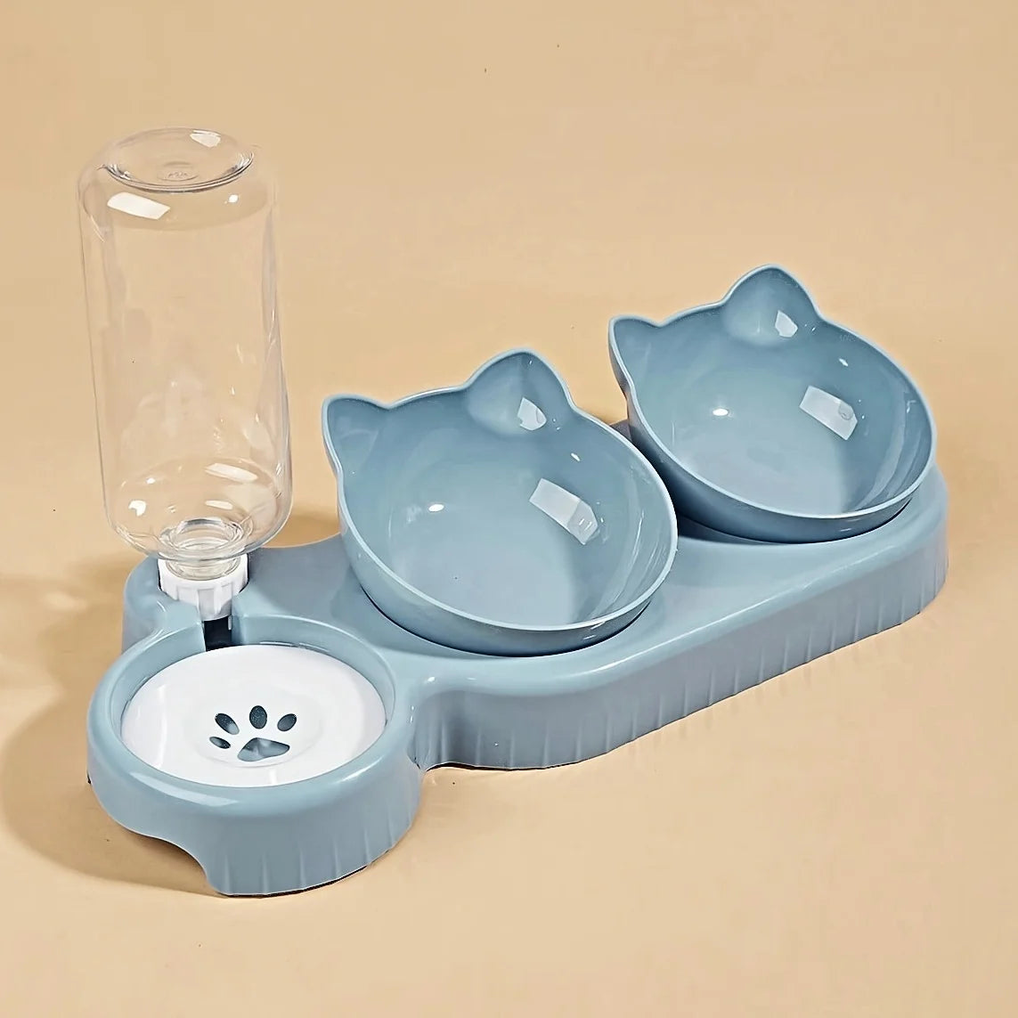 Ensemble de gamelles inclinées 3 en 1 pour animaux de compagnie : distributeur d'eau par gravité avec protection du cou