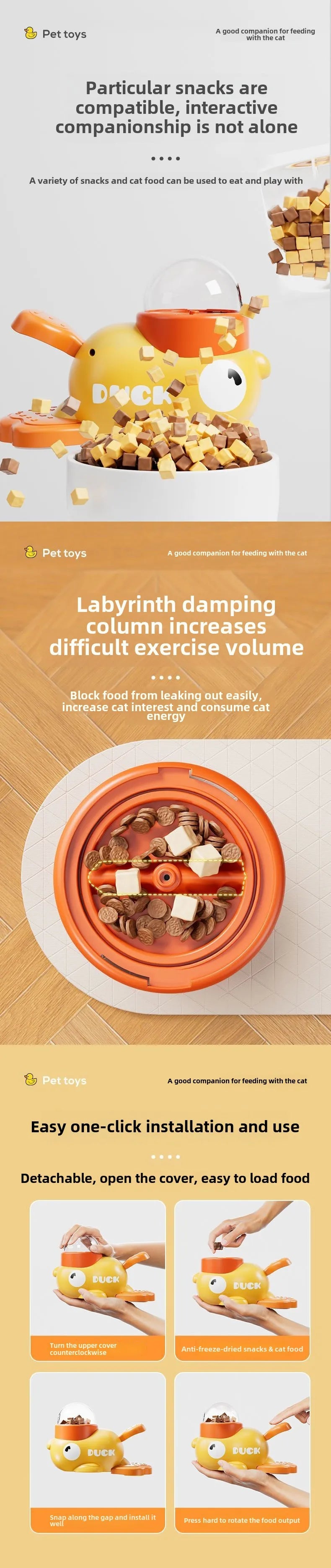 Pet Snack Feeder - Cartoon Duck Design Training Dispenser