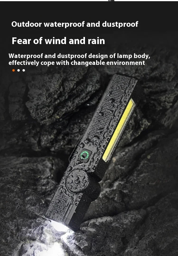 Magnetic COB LED Work Light - USB Rechargeable Waterproof Flashlight