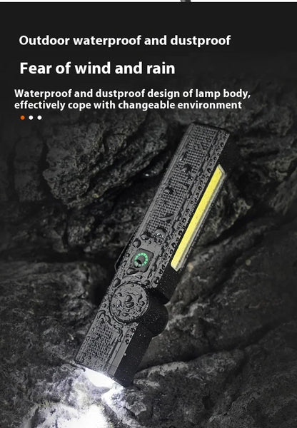 Magnetic COB LED Work Light - USB Rechargeable Waterproof Flashlight - Bascora