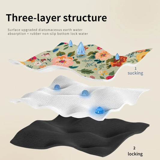 Diatomaceous Earth Stone Bath Mat - Flower Design Quick-Drying Carpet