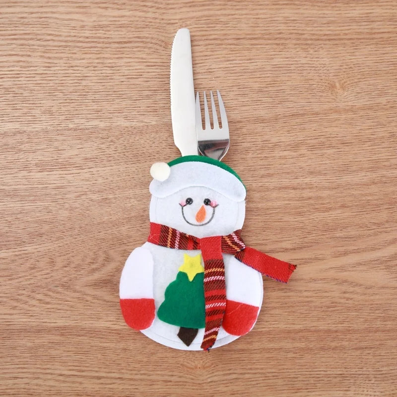 Christmas Cutlery Holder Bag - Santa Hat Fork Knife Sleeves