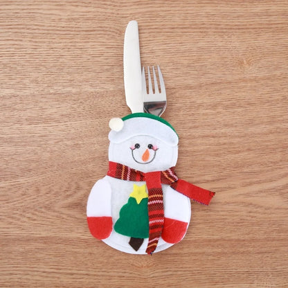 Christmas Cutlery Holder Bag - Santa Hat Fork Knife Sleeves - Bascora