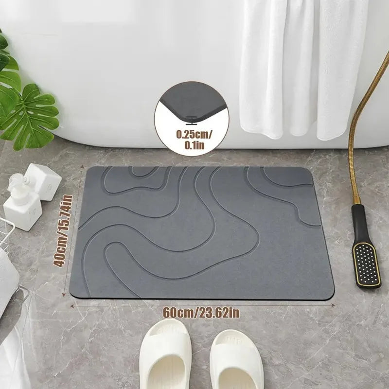 Tapis de sol minimaliste en terre de diatomées - Design de salle de bain moderne