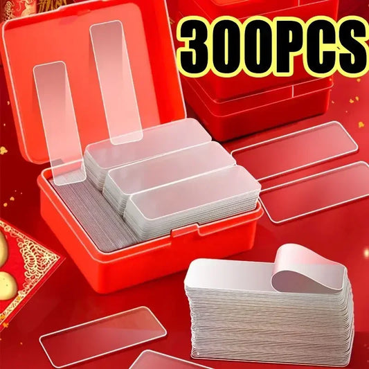 Red container with clear plastic cards and '300PCS' text on a red background