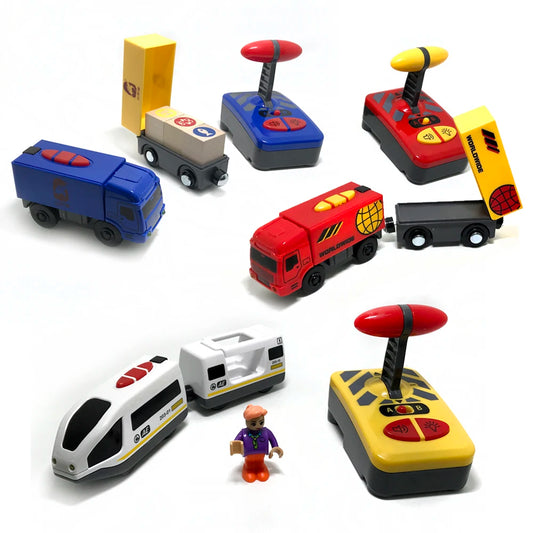Remote Control Electric Train Toy - Wooden Track Compatible Set