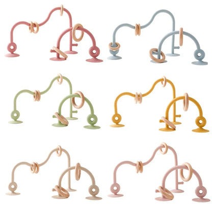 Set of colorful metal standoffs on a white background