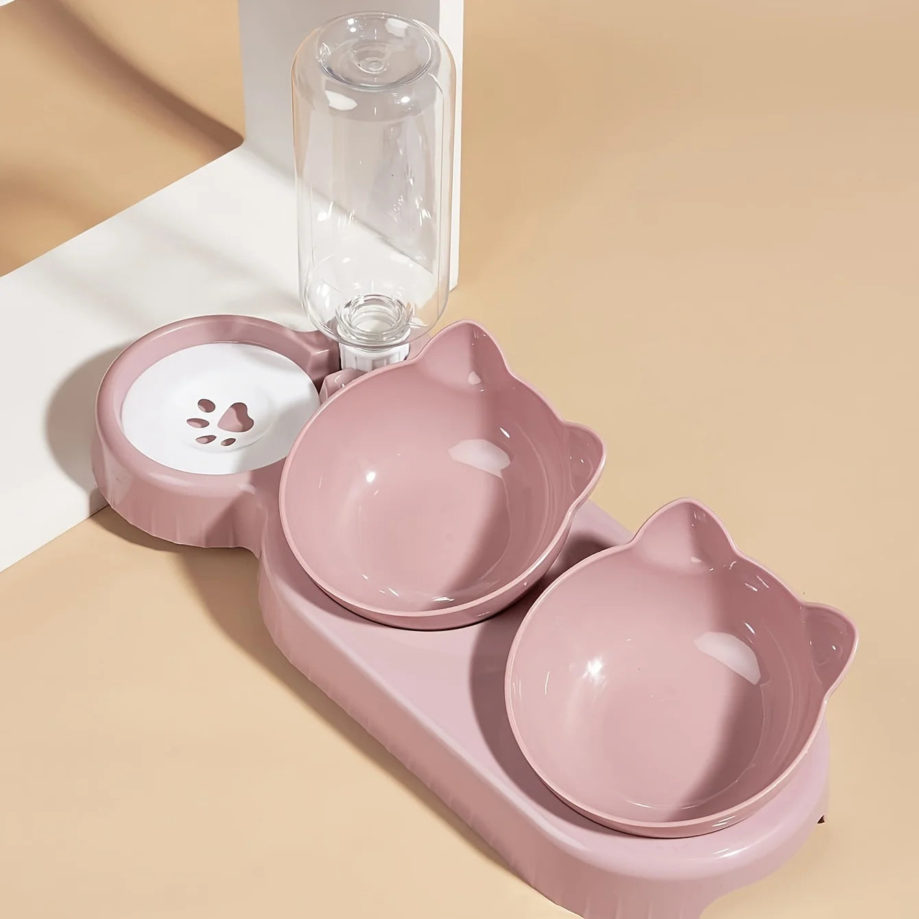 Ensemble de gamelles inclinées 3 en 1 pour animaux de compagnie : distributeur d'eau par gravité avec protection du cou