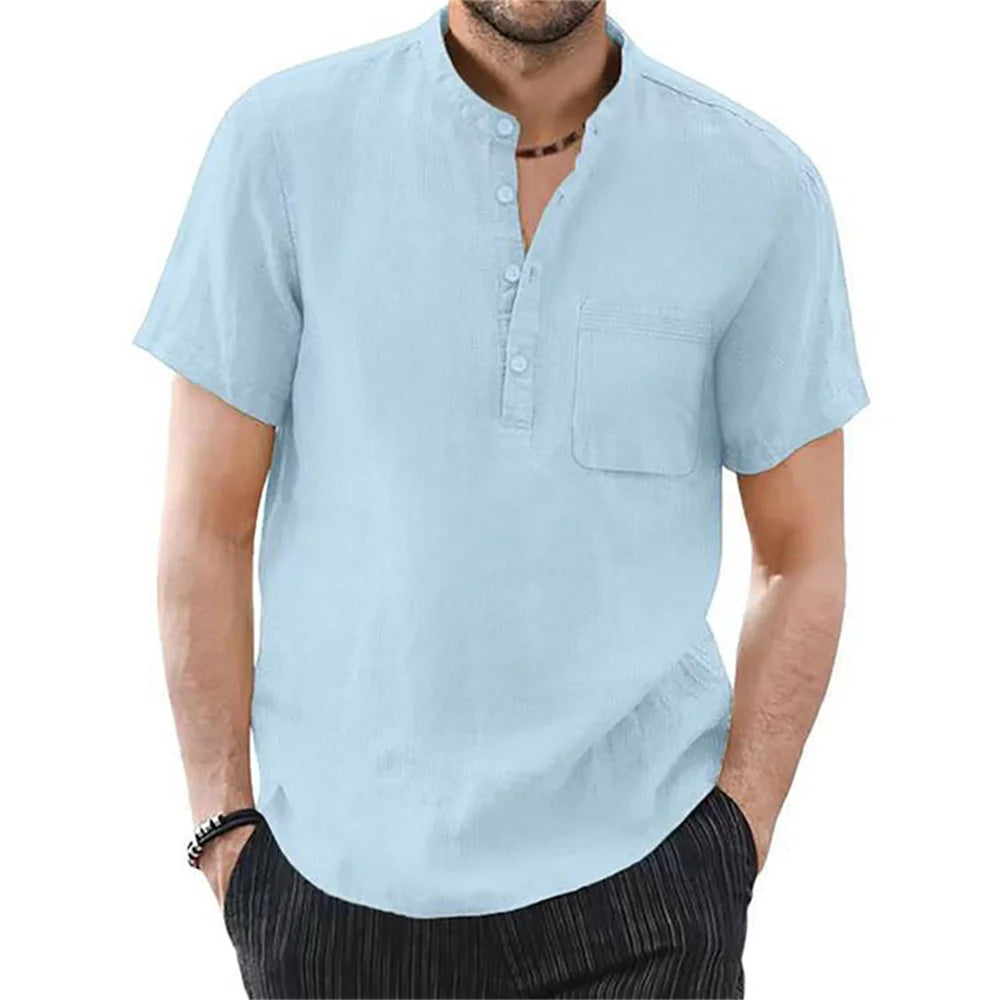 Men's Cotton Linen T-Shirt - Breathable Summer Casual Wear