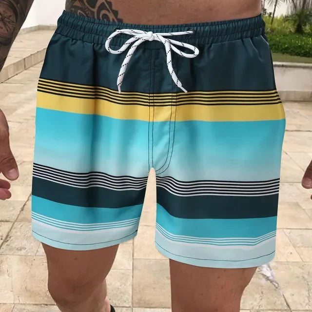 Bañador de rayas para hombre - Bañador de surf con contraste de color