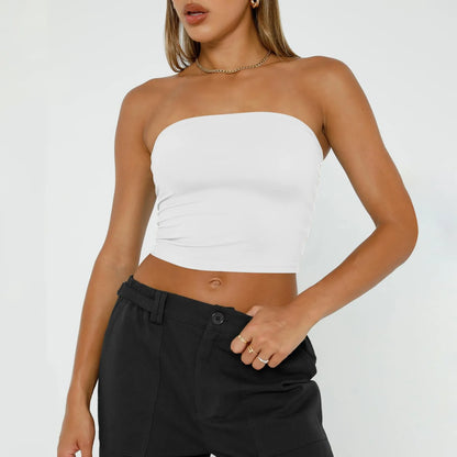 Women's Soft Breathable Bustier - Cotton Spandex Tube Top - Bascora