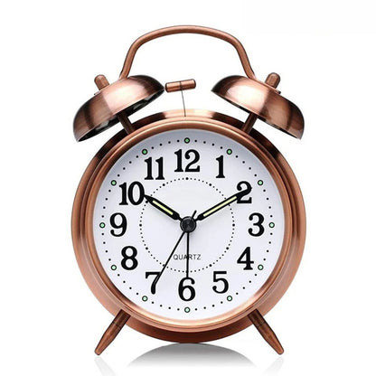 Vintage Twin Bell Alarm Clock - Loud Metal Desk Clock with Backlight