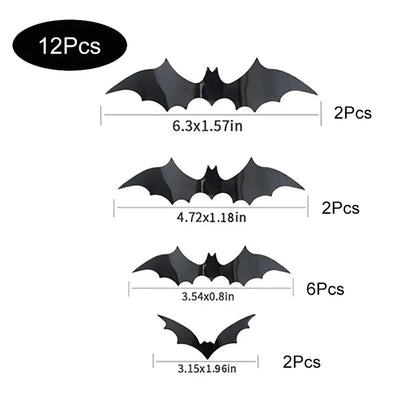 Halloween Bats Decorations - 3D PVC Wall Stickers - Bascora